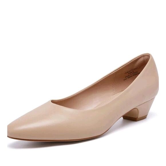 Women's Low Chunky Heels Pumps Comfortable Pointed Toe Dressy Work Shoes Sz 11 - Picture 1 of 8